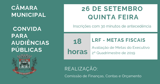 Comissão de Finanças, Contas e Orçamento realiza Audiência Pública para fiscalização de metas do Executivo.